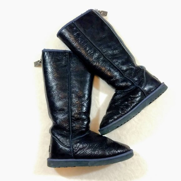 Australia Luxe Collective Sheepskin tall boots crinkle leather - Picture 1 of 13